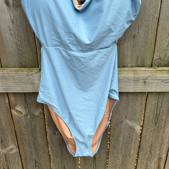 J. Crew Swimsuit Cutout Tie-Back One Piece Light Blue Size 16 - Picture 5 of 7